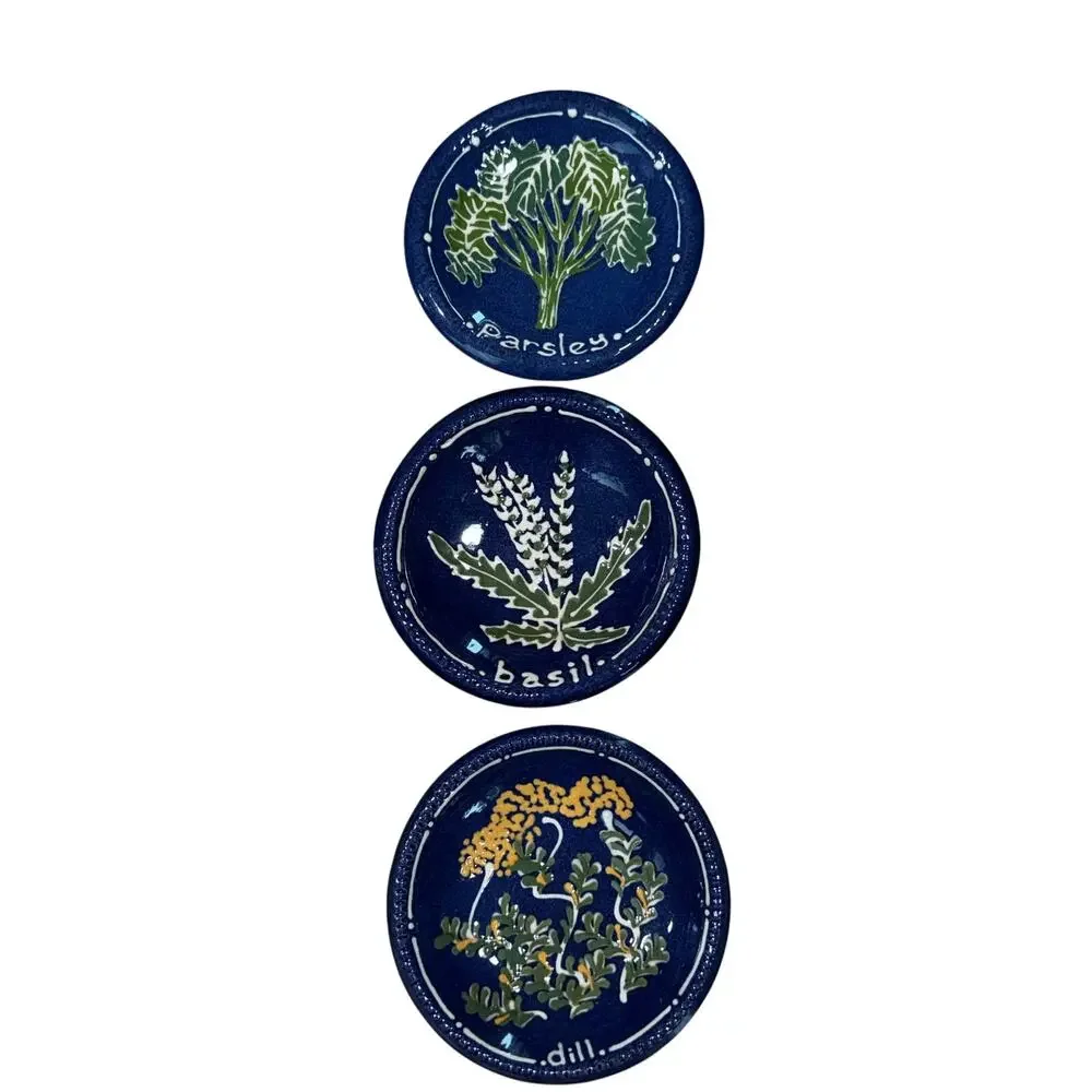 Vintage Earthen Vessel Cincinnati Herb Plates Dill Basil Parsley Set of 3
